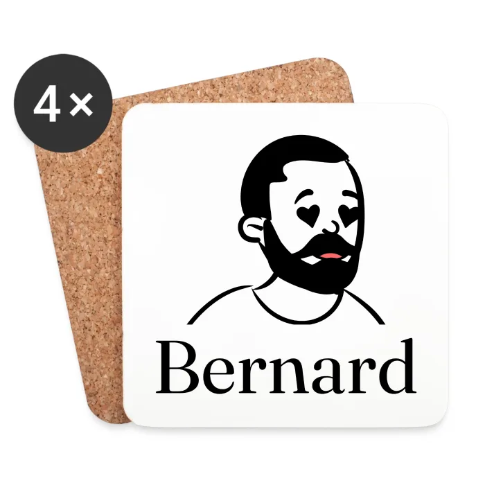 Lot de dessous de verre personnalisés au prénom Bernard