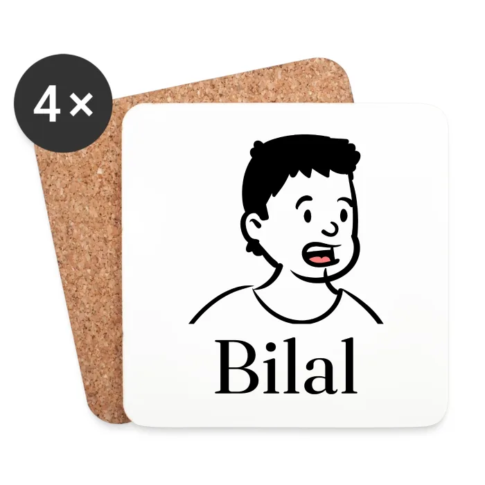 Lot de dessous de verre personnalisés au prénom Bilal