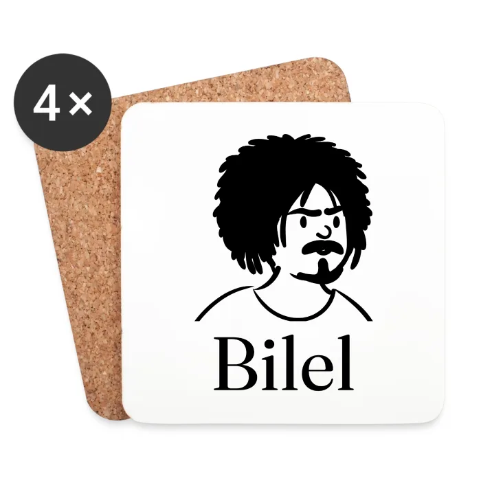 Lot de dessous de verre personnalisés au prénom Bilel