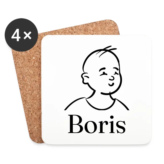 Lot de dessous de verre personnalisés au prénom Boris