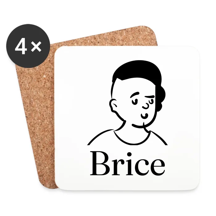 Lot de dessous de verre personnalisés au prénom Brice