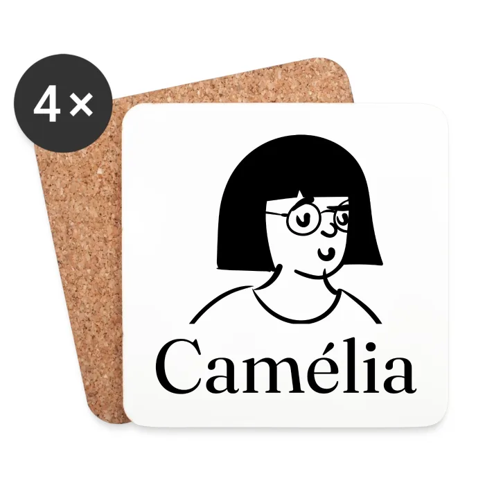 Lot de dessous de verre personnalisés au prénom Camélia