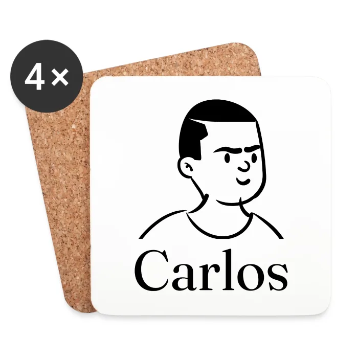 Lot de dessous de verre personnalisés au prénom Carlos