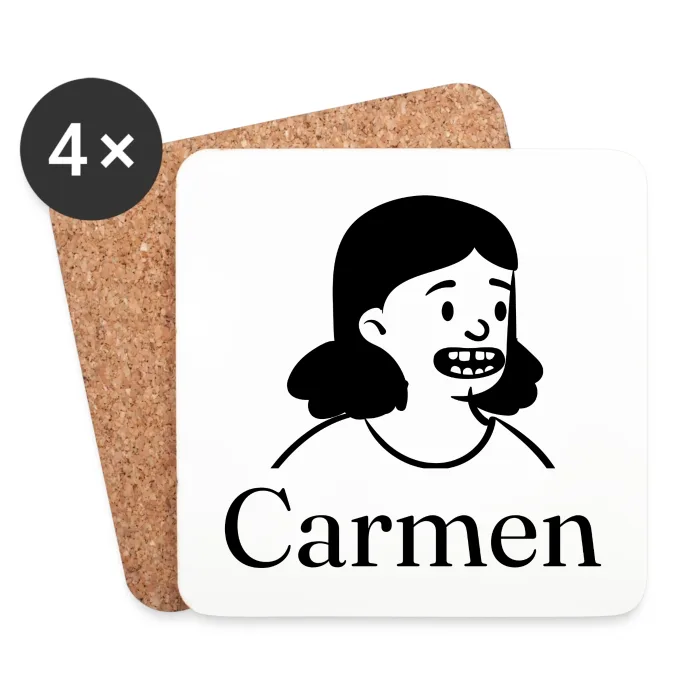 Lot de dessous de verre personnalisés au prénom Carmen