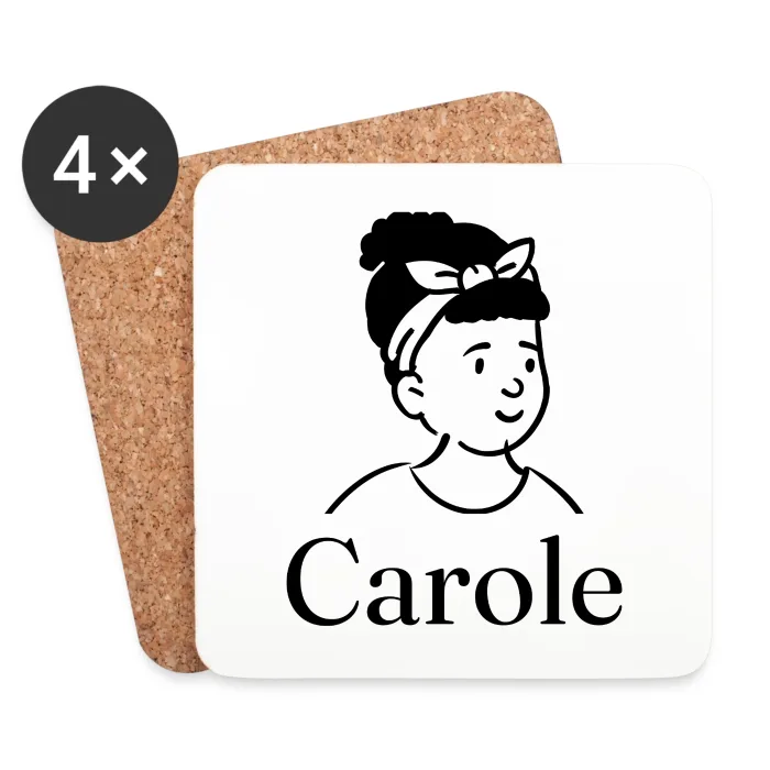 Lot de dessous de verre personnalisés au prénom Carole
