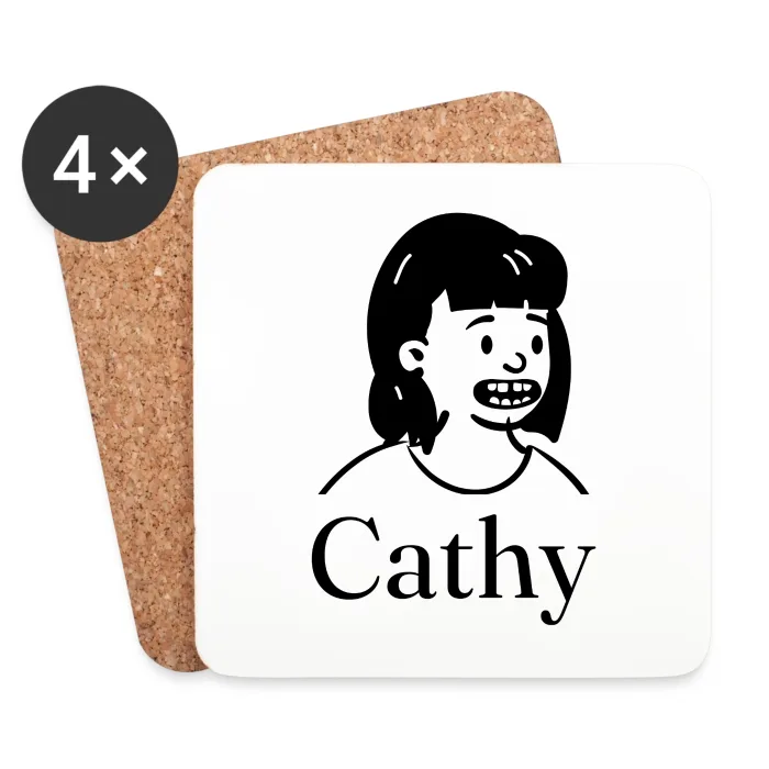 Lot de dessous de verre personnalisés au prénom Cathy