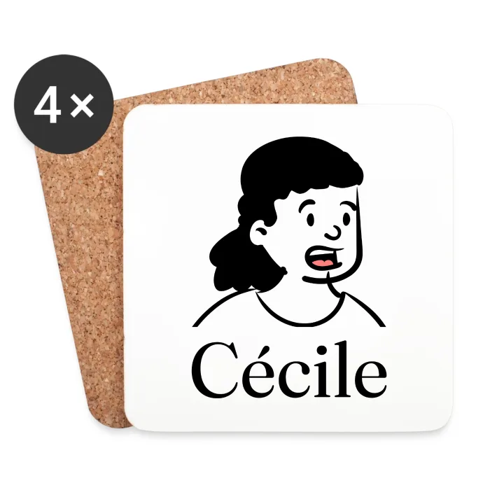 Lot de dessous de verre personnalisés au prénom Cécile