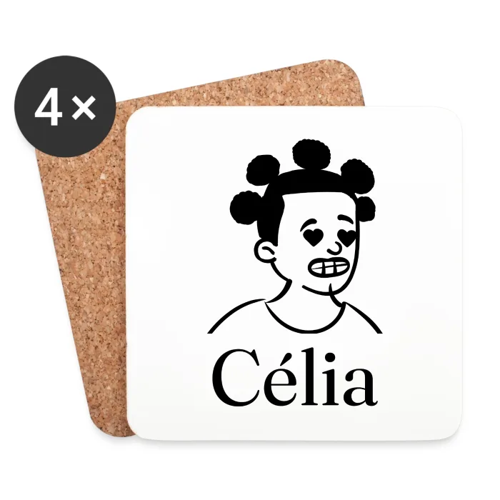 Lot de dessous de verre personnalisés au prénom Célia