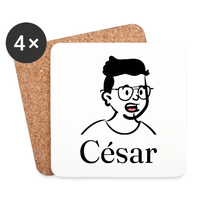Lot de dessous de verre personnalisés au prénom César
