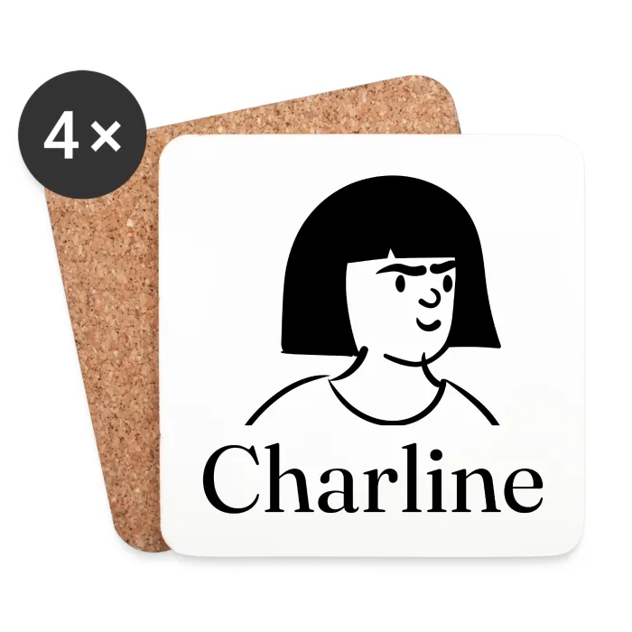 Lot de dessous de verre personnalisés au prénom Charline