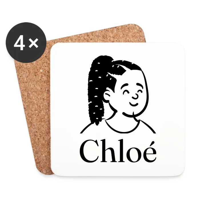 Lot de dessous de verre personnalisés au prénom Chloé