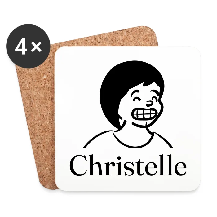 Lot de dessous de verre personnalisés au prénom Christelle