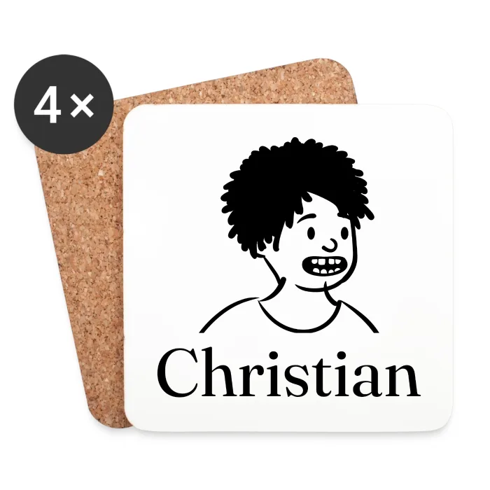 Lot de dessous de verre personnalisés au prénom Christian