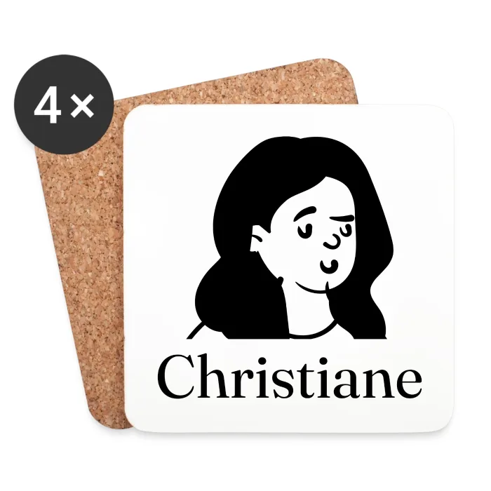 Lot de dessous de verre personnalisés au prénom Christiane