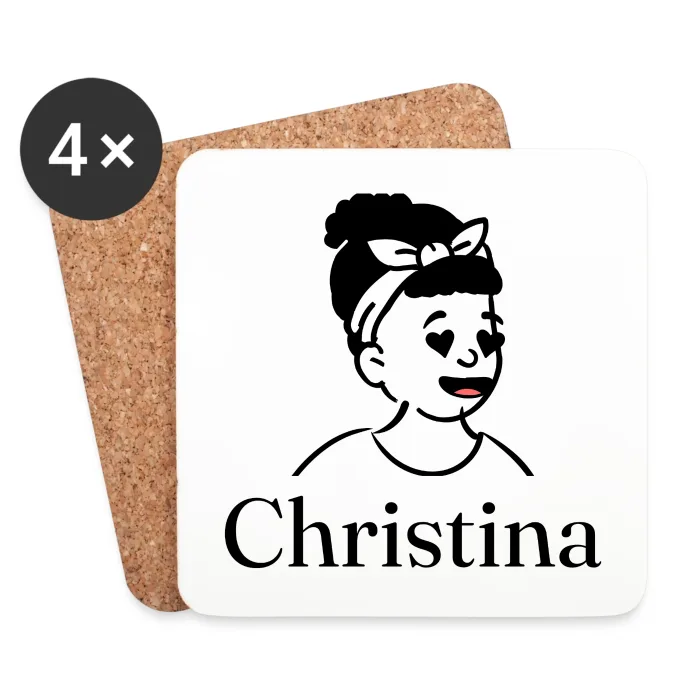 Lot de dessous de verre personnalisés au prénom Christina