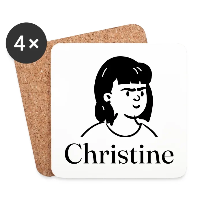 Lot de dessous de verre personnalisés au prénom Christine