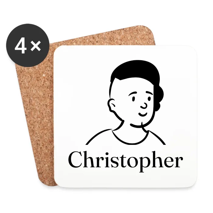 Lot de dessous de verre personnalisés au prénom Christopher
