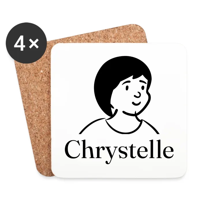 Lot de dessous de verre personnalisés au prénom Chrystelle