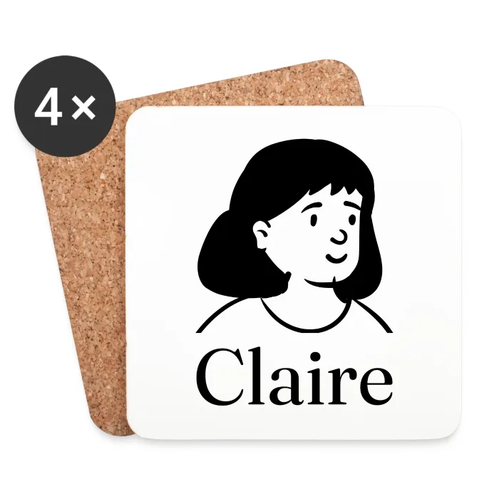 Lot de dessous de verre personnalisés au prénom Claire