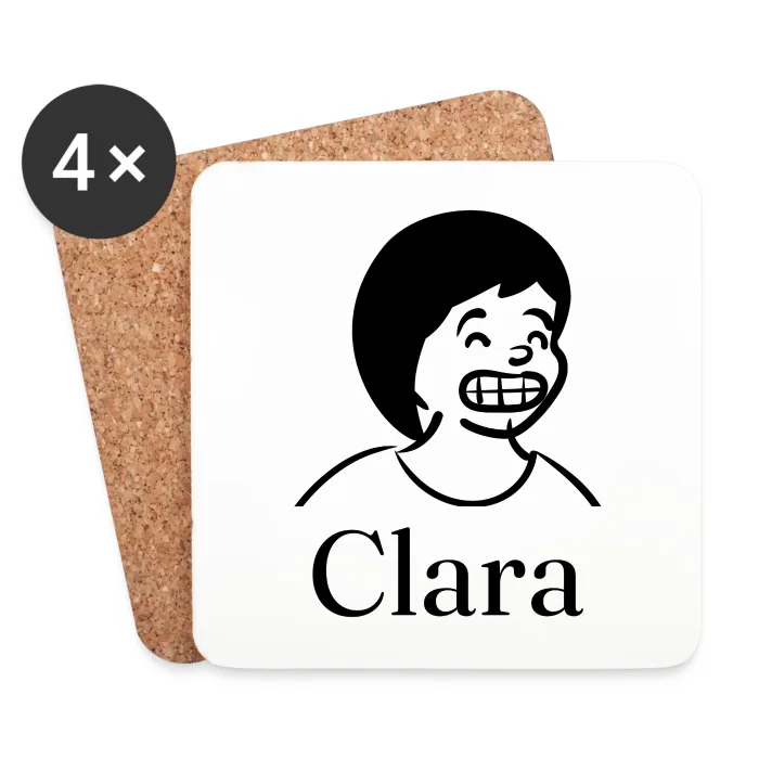 Lot de dessous de verre personnalisés au prénom Clara