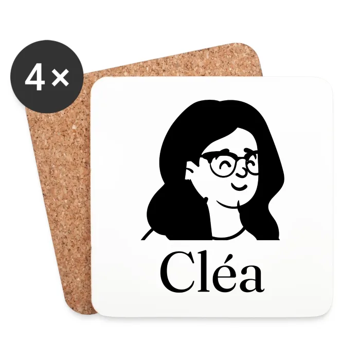 Lot de dessous de verre personnalisés au prénom Cléa