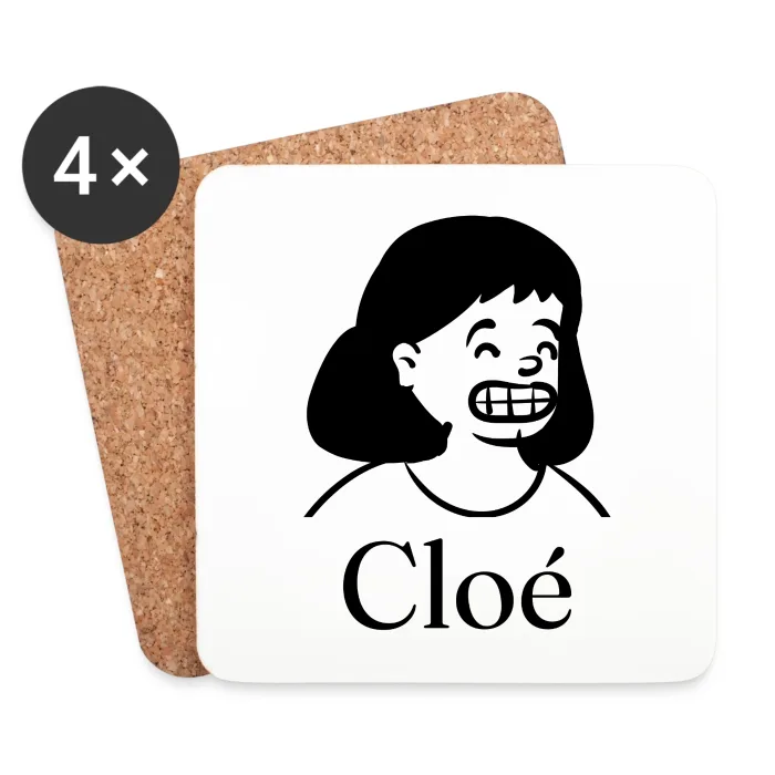 Lot de dessous de verre personnalisés au prénom Cloé