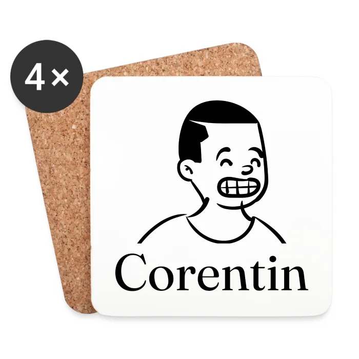 Lot de dessous de verre personnalisés au prénom Corentin