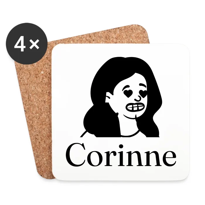 Lot de dessous de verre personnalisés au prénom Corinne