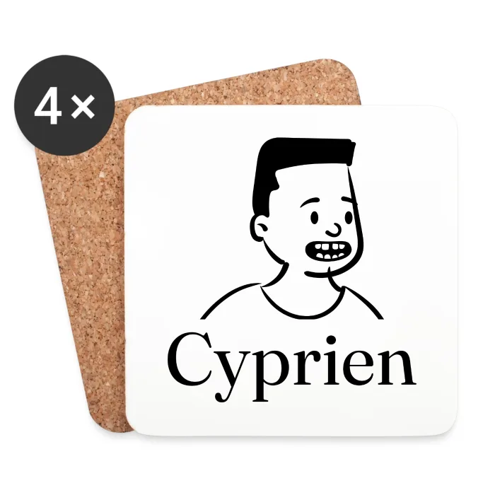 Lot de dessous de verre personnalisés au prénom Cyprien