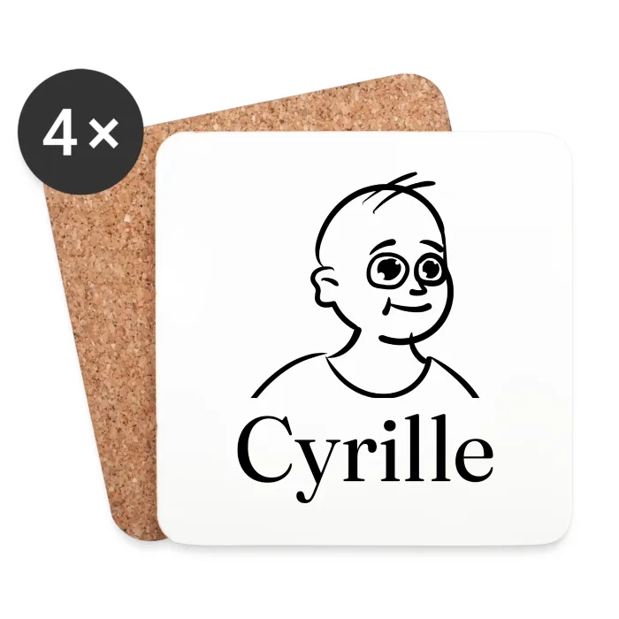 Lot de dessous de verre personnalisés au prénom Cyrille