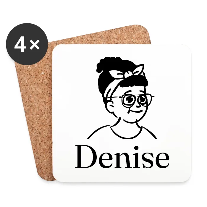 Lot de dessous de verre personnalisés au prénom Denise