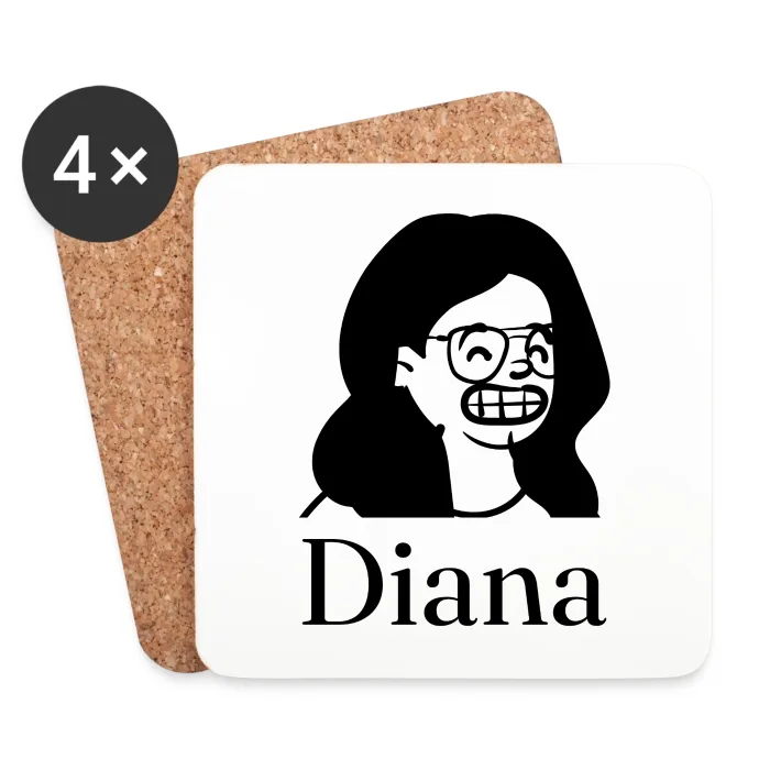 Lot de dessous de verre personnalisés au prénom Diana