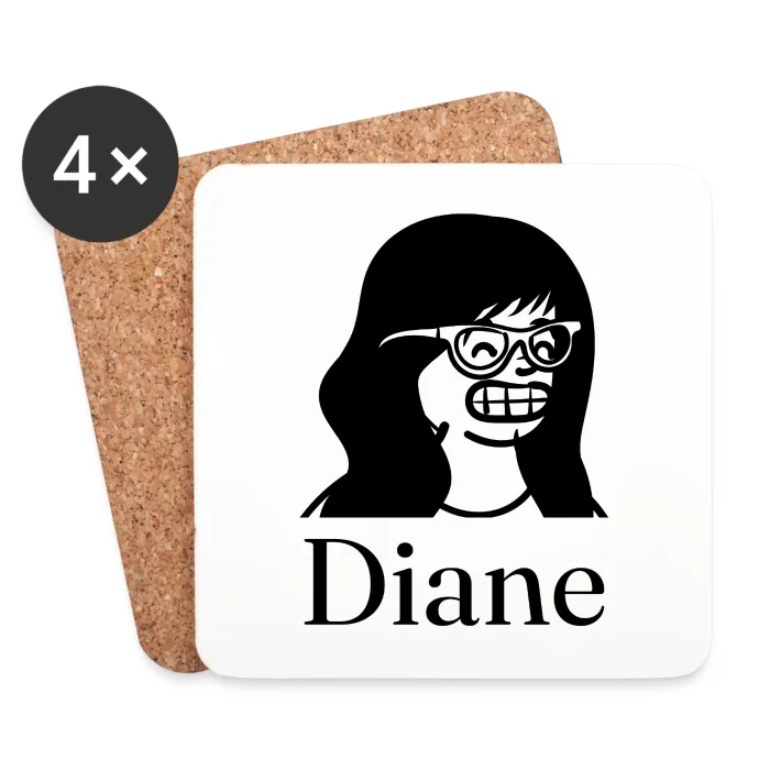 Lot de dessous de verre personnalisés au prénom Diane