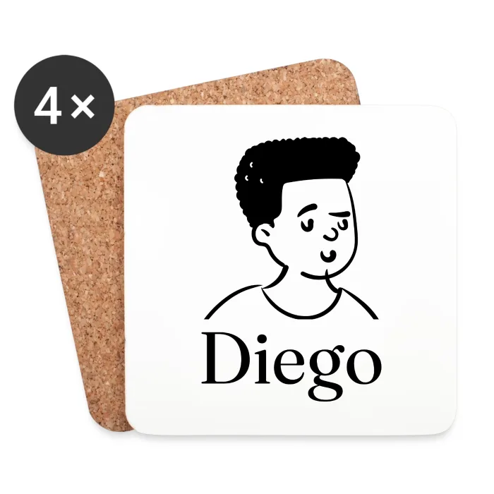 Lot de dessous de verre personnalisés au prénom Diego
