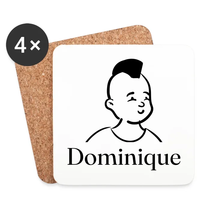 Lot de dessous de verre personnalisés au prénom Dominique