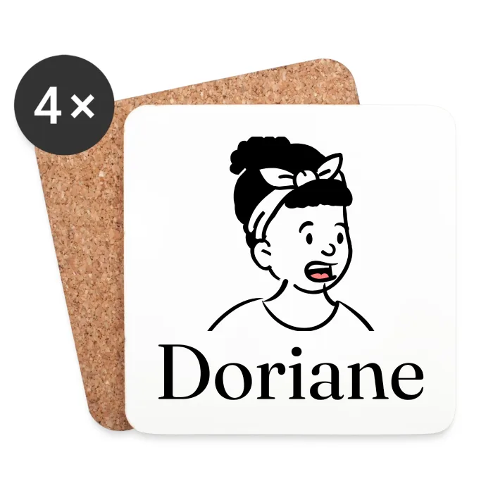 Lot de dessous de verre personnalisés au prénom Doriane