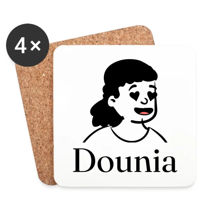 Lot de dessous de verre personnalisés au prénom Dounia
