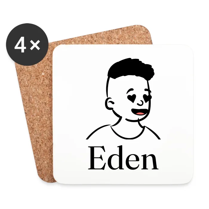 Lot de dessous de verre personnalisés au prénom Eden