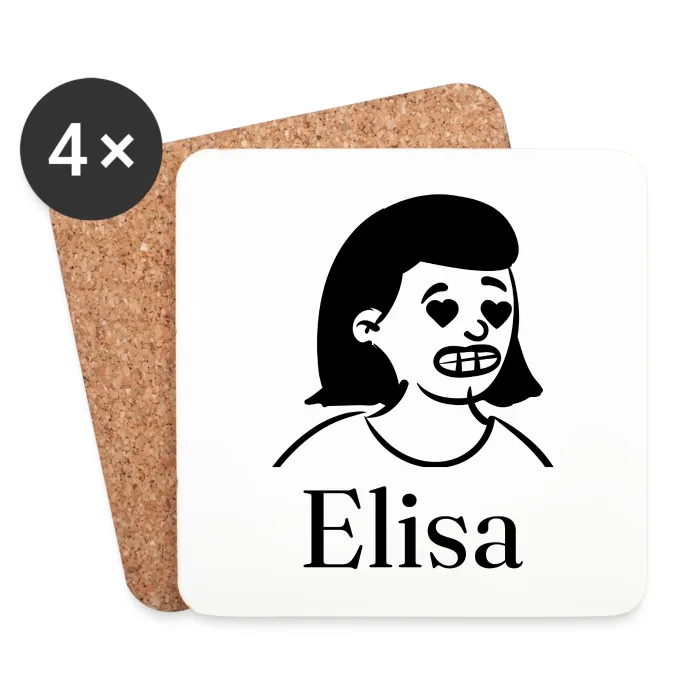Lot de dessous de verre personnalisés au prénom Elisa