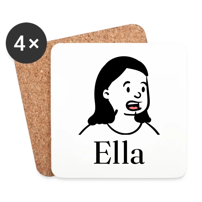 Lot de dessous de verre personnalisés au prénom Ella