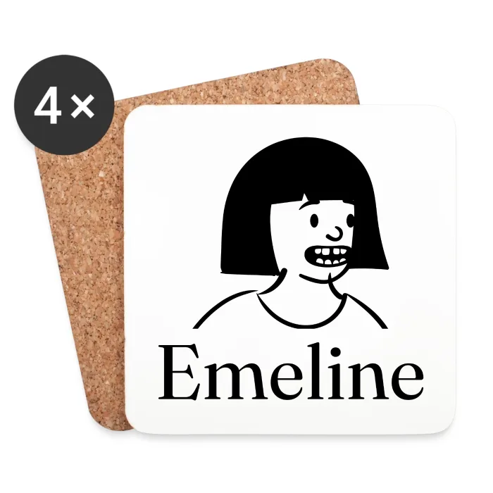 Lot de dessous de verre personnalisés au prénom Emeline