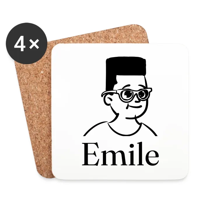 Lot de dessous de verre personnalisés au prénom Emile