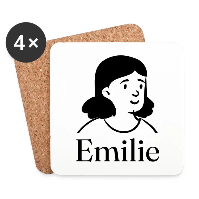 Lot de dessous de verre personnalisés au prénom Emilie