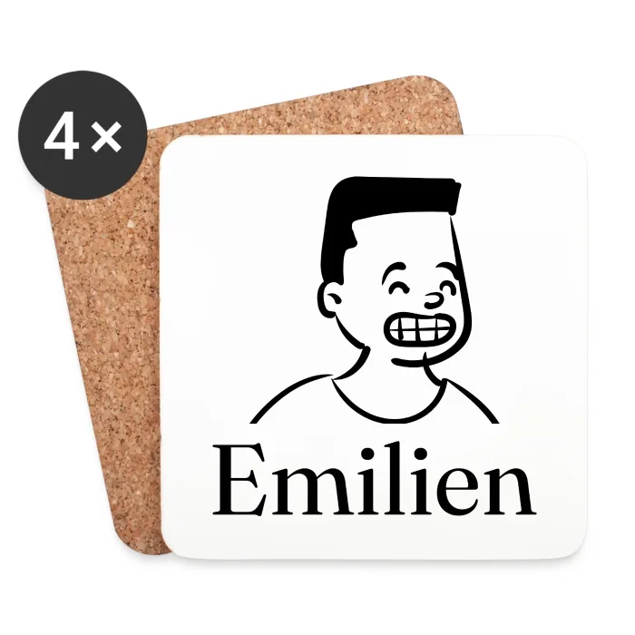 Lot de dessous de verre personnalisés au prénom Emilien