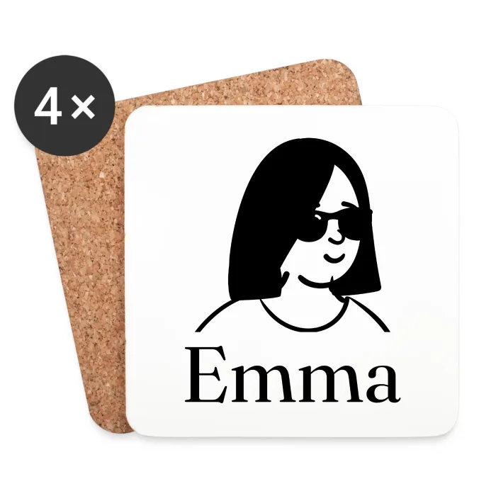 Lot de dessous de verre personnalisés au prénom Emma