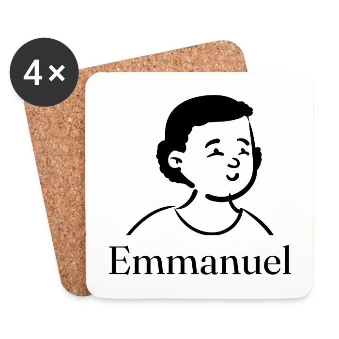 Lot de dessous de verre personnalisés au prénom Emmanuel