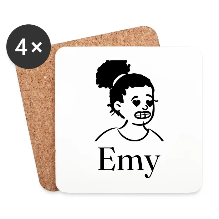 Lot de dessous de verre personnalisés au prénom Emy
