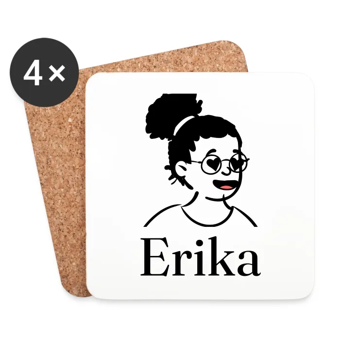 Lot de dessous de verre personnalisés au prénom Erika