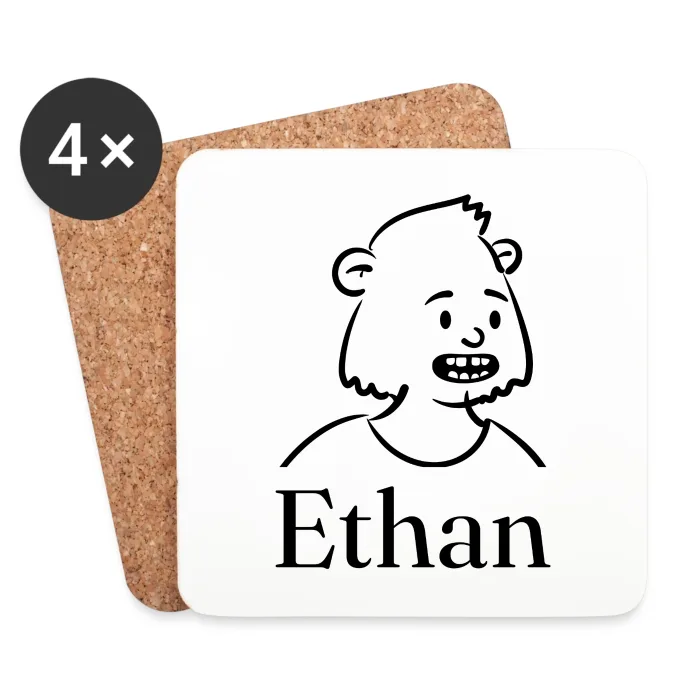 Lot de dessous de verre personnalisés au prénom Ethan