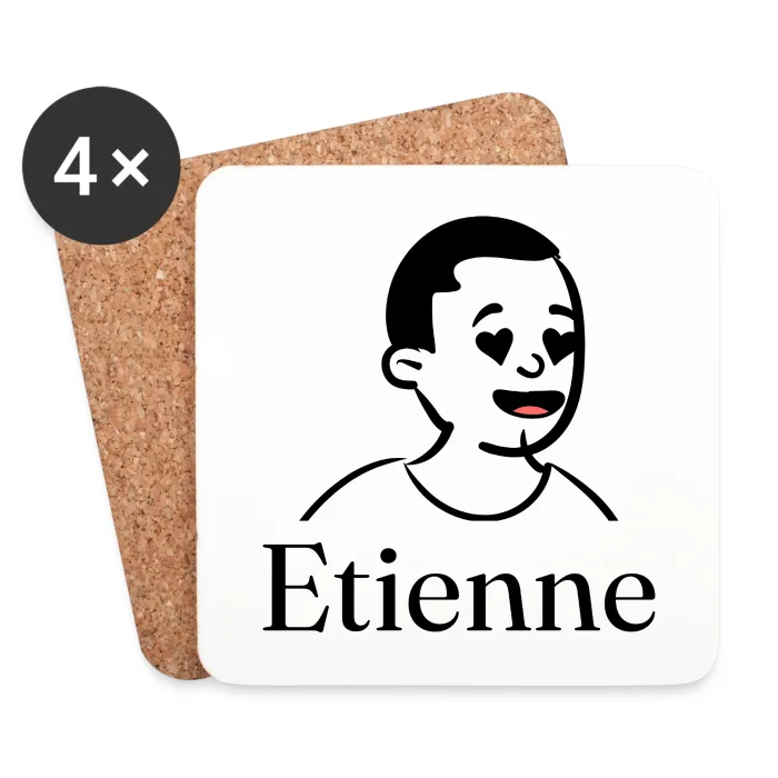 Lot de dessous de verre personnalisés au prénom Etienne